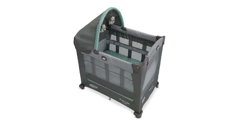 Graco Travel Lite Crib with 3 Growing Stages and Basinet, Manor 1- PORTABLE INFANT SLEEPER